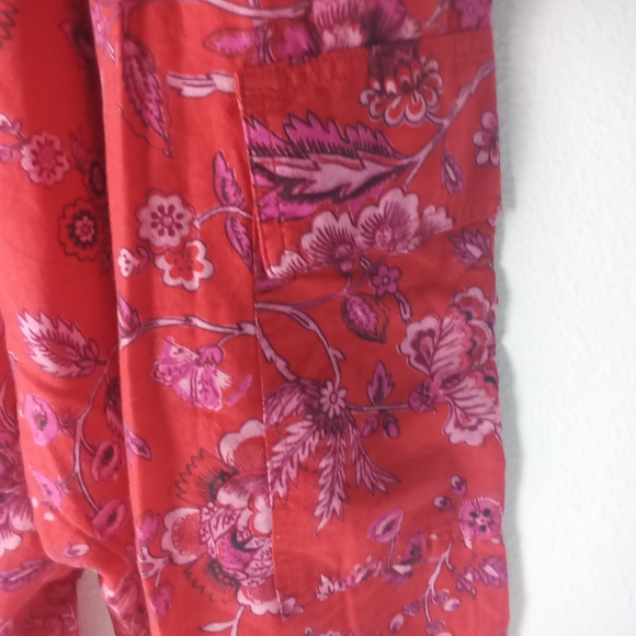 Sundance Boho Floral Paisley Print Pants Tassel Tie Coral Yellow Size L - Picture 4 of 5